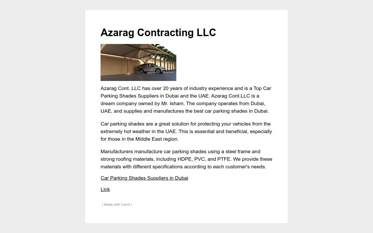 Car Parking Shades Suppliers in Dubai